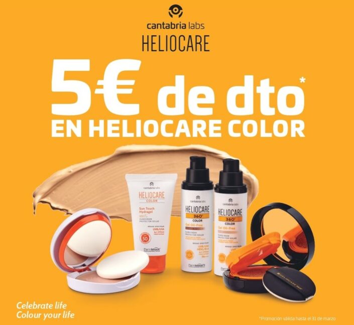 Todo el mes de marzo promoción heliocare 5 euros de descuento farmacia primero de mayo en paterna